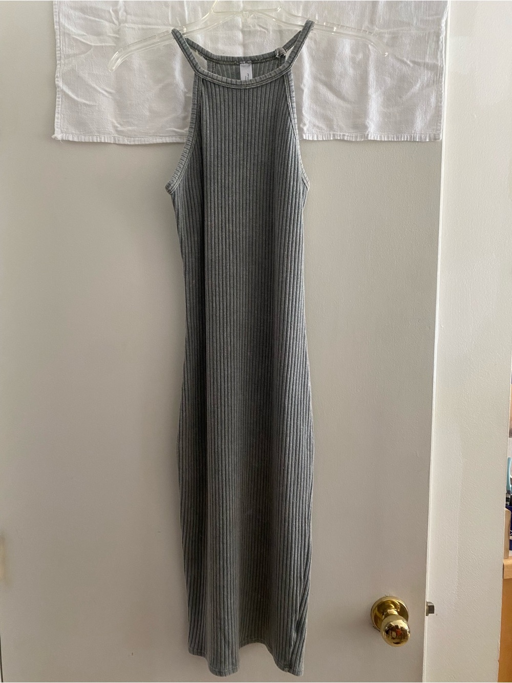 Mahina soft ribbed Dress in grayish green